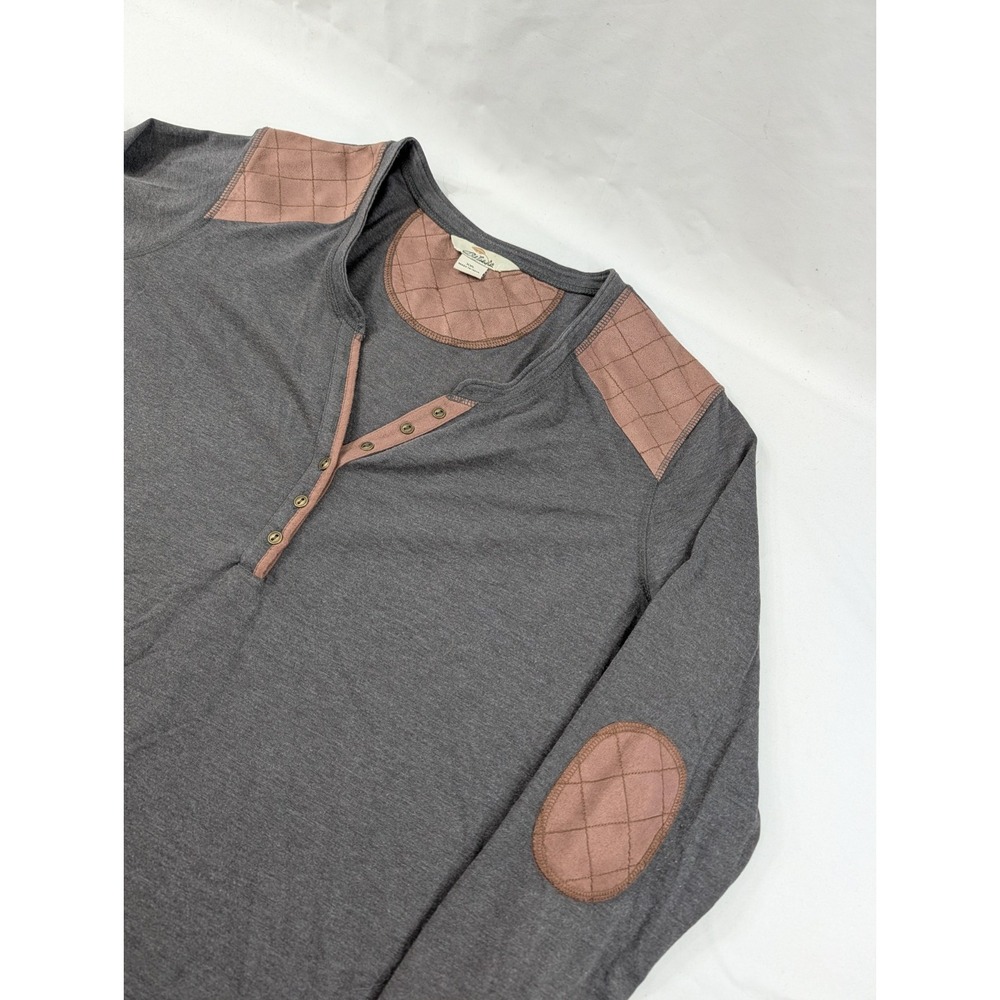 Bob Timberlake  Long-Sleeve‎ Elboy Patch Henley Men's Lightweight XXL Gray